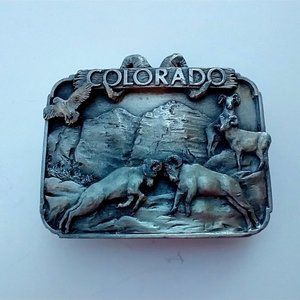 Vintage 1982 Colorado Pewter Belt Buckle